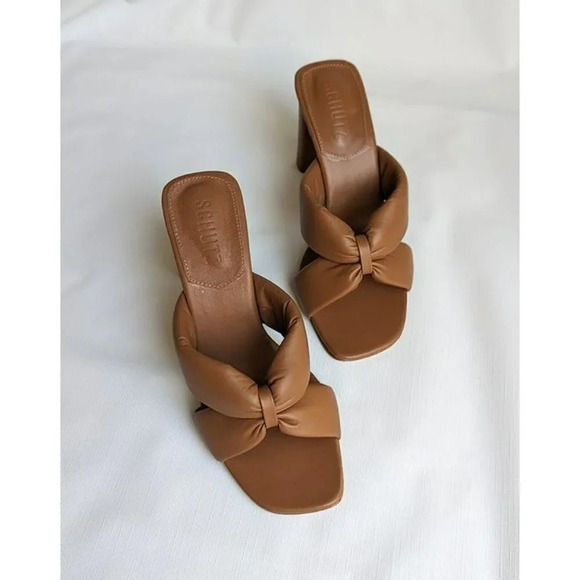 Schutz Fairy High Women's Slip On Strappy Heel Sandals Brown Size 7 (MSRP $128) - Picture 3 of 7